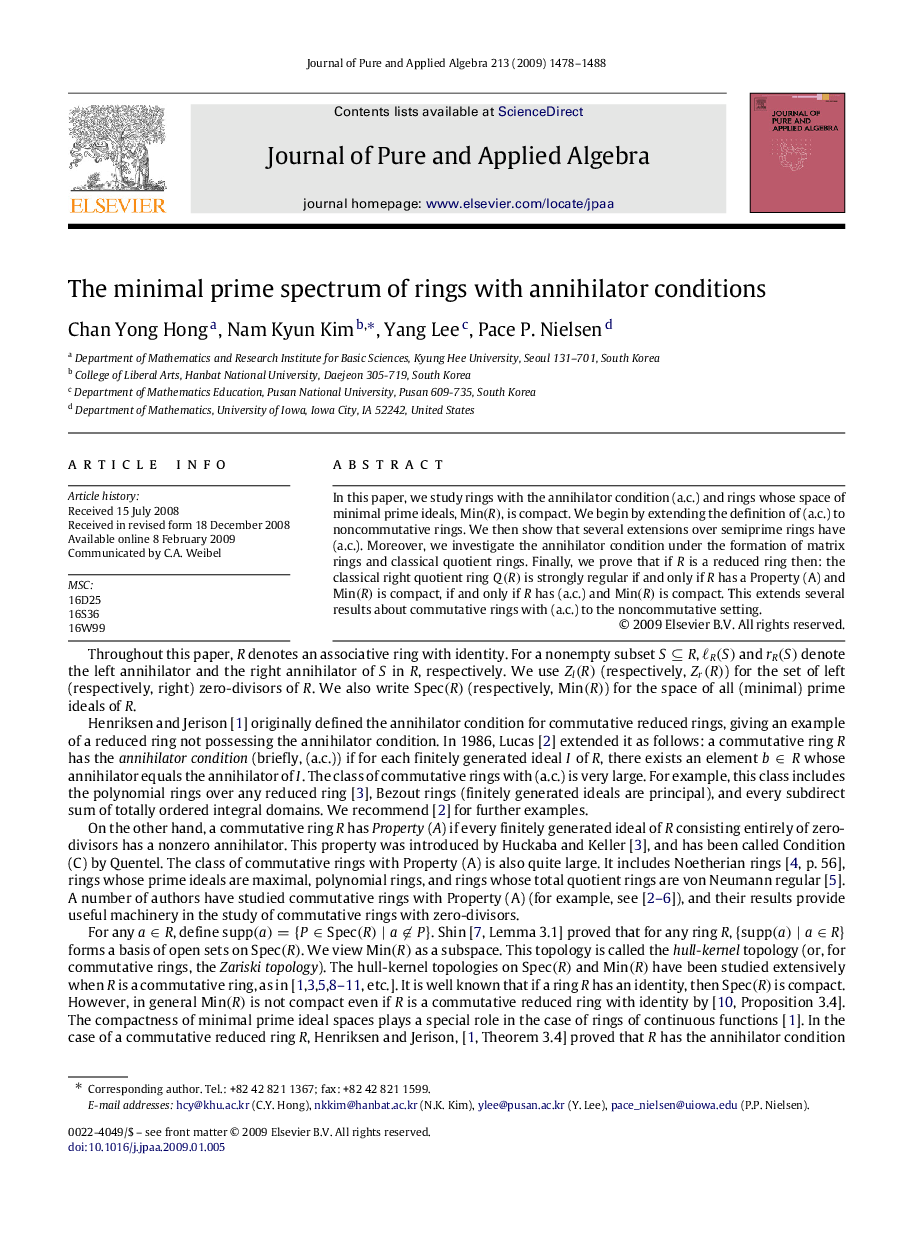 The minimal prime spectrum of rings with annihilator conditions