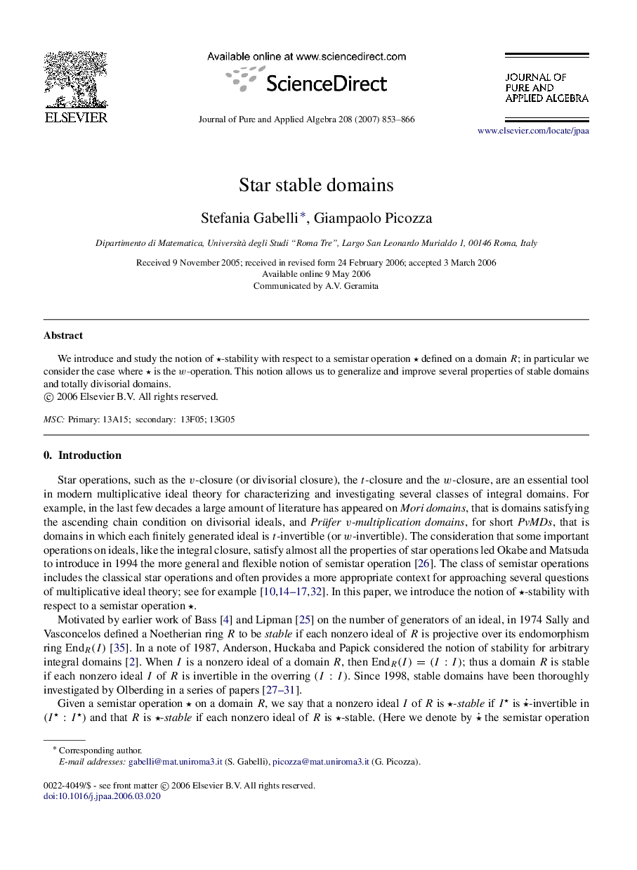 Star stable domains