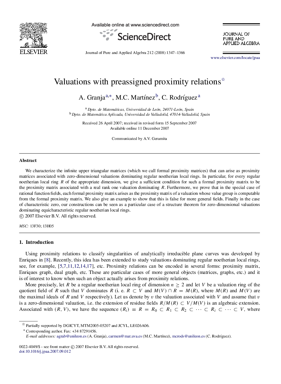 Valuations with preassigned proximity relations 