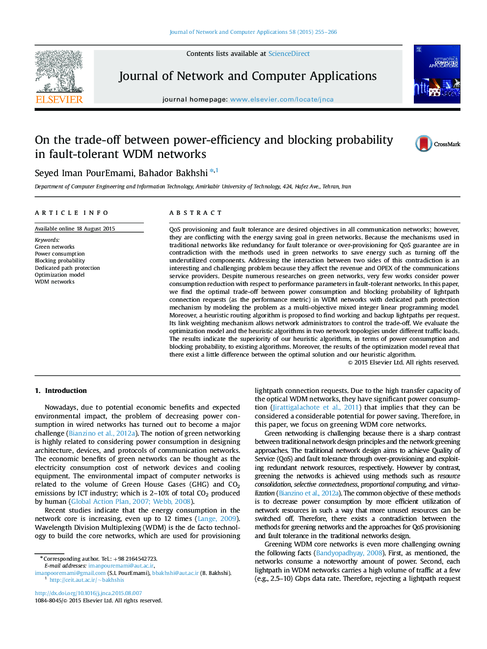 On the trade-off between power-efficiency and blocking probability in fault-tolerant WDM networks