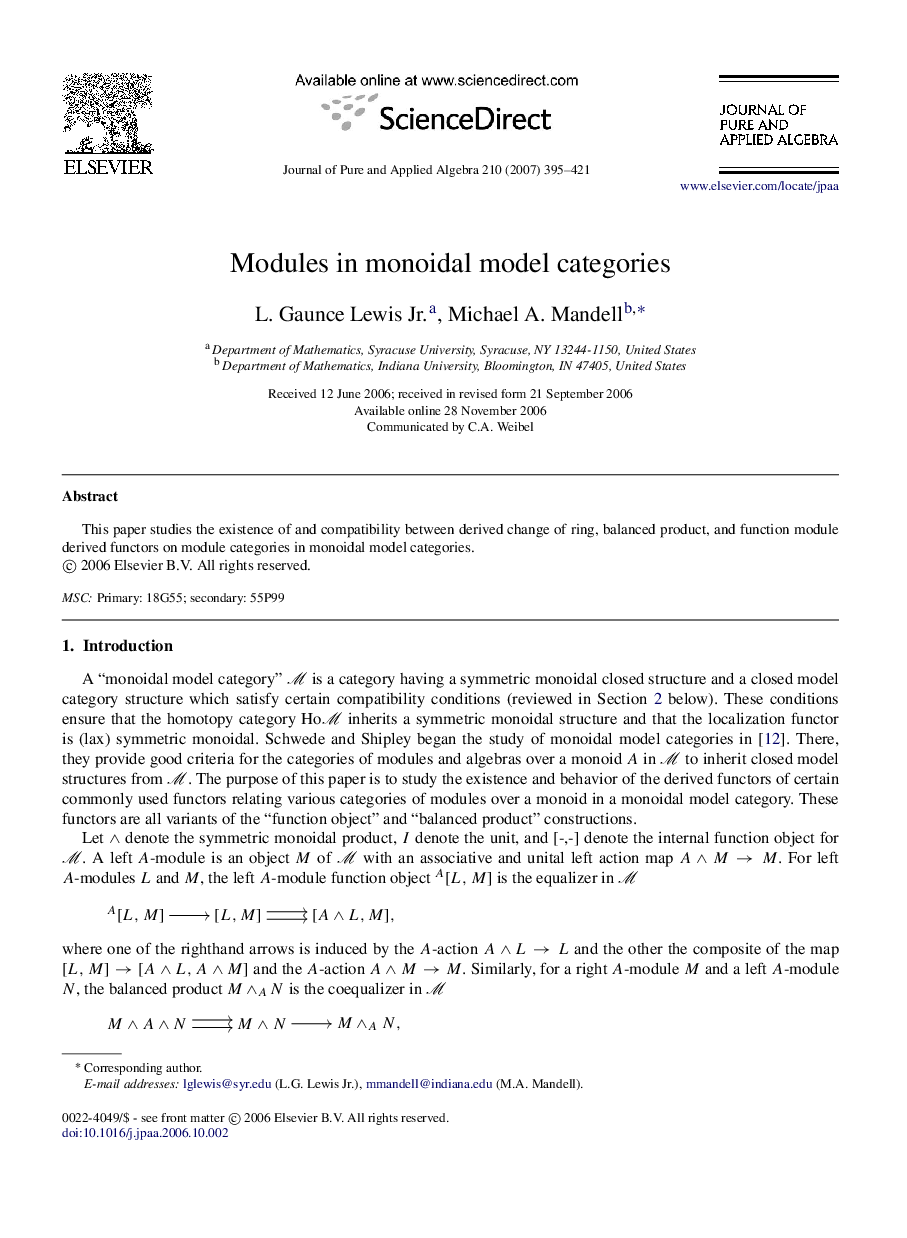 Modules in monoidal model categories