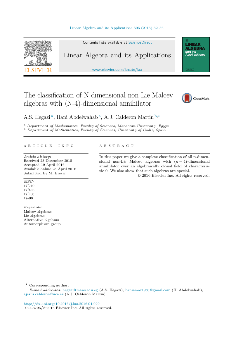 The classification of N-dimensional non-Lie Malcev algebras with (N-4)-dimensional annihilator