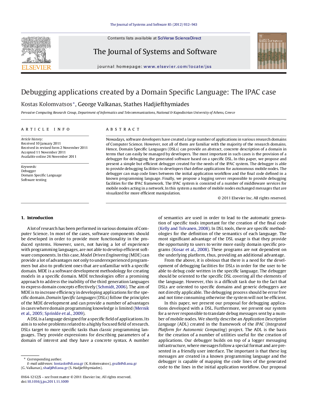 Debugging applications created by a Domain Specific Language: The IPAC case