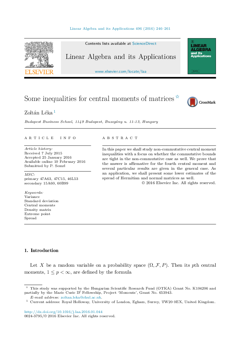 Some inequalities for central moments of matrices 