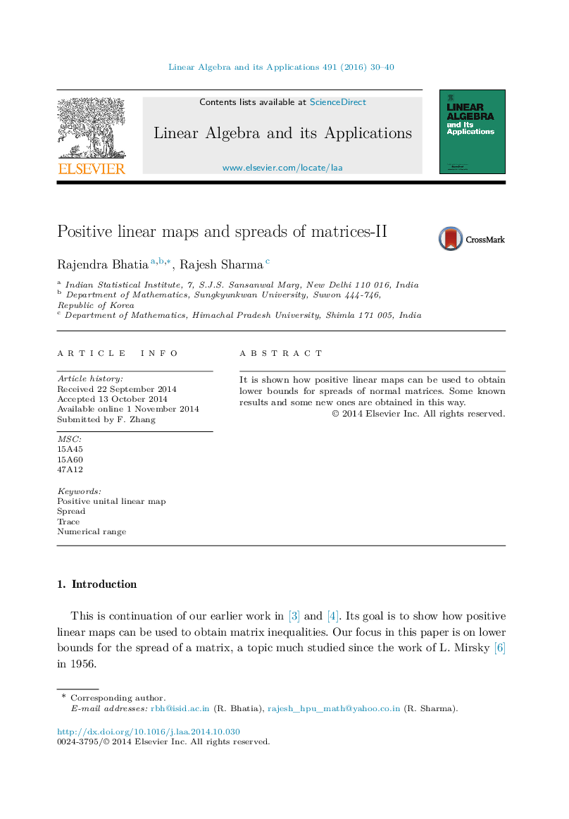 Positive linear maps and spreads of matrices-II