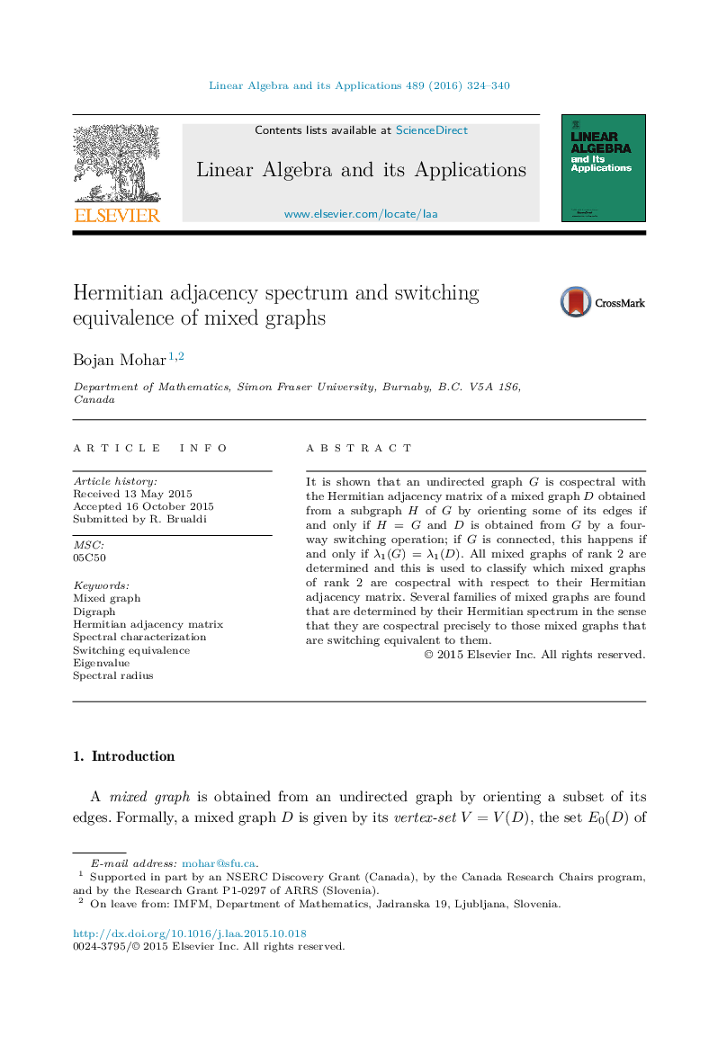 Hermitian adjacency spectrum and switching equivalence of mixed graphs