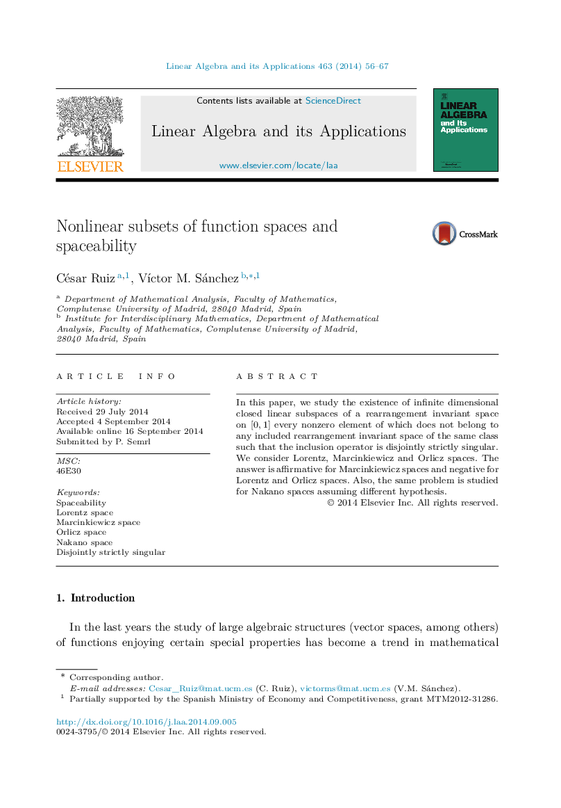 Nonlinear subsets of function spaces and spaceability