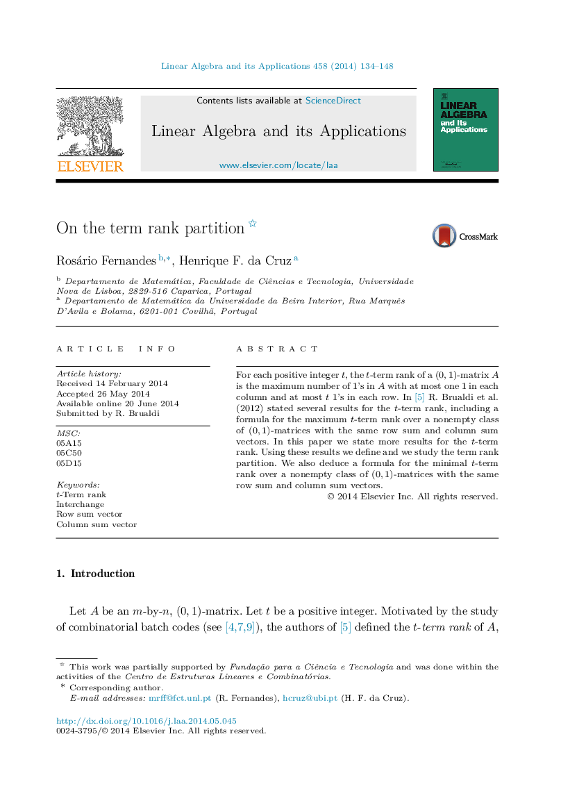 On the term rank partition