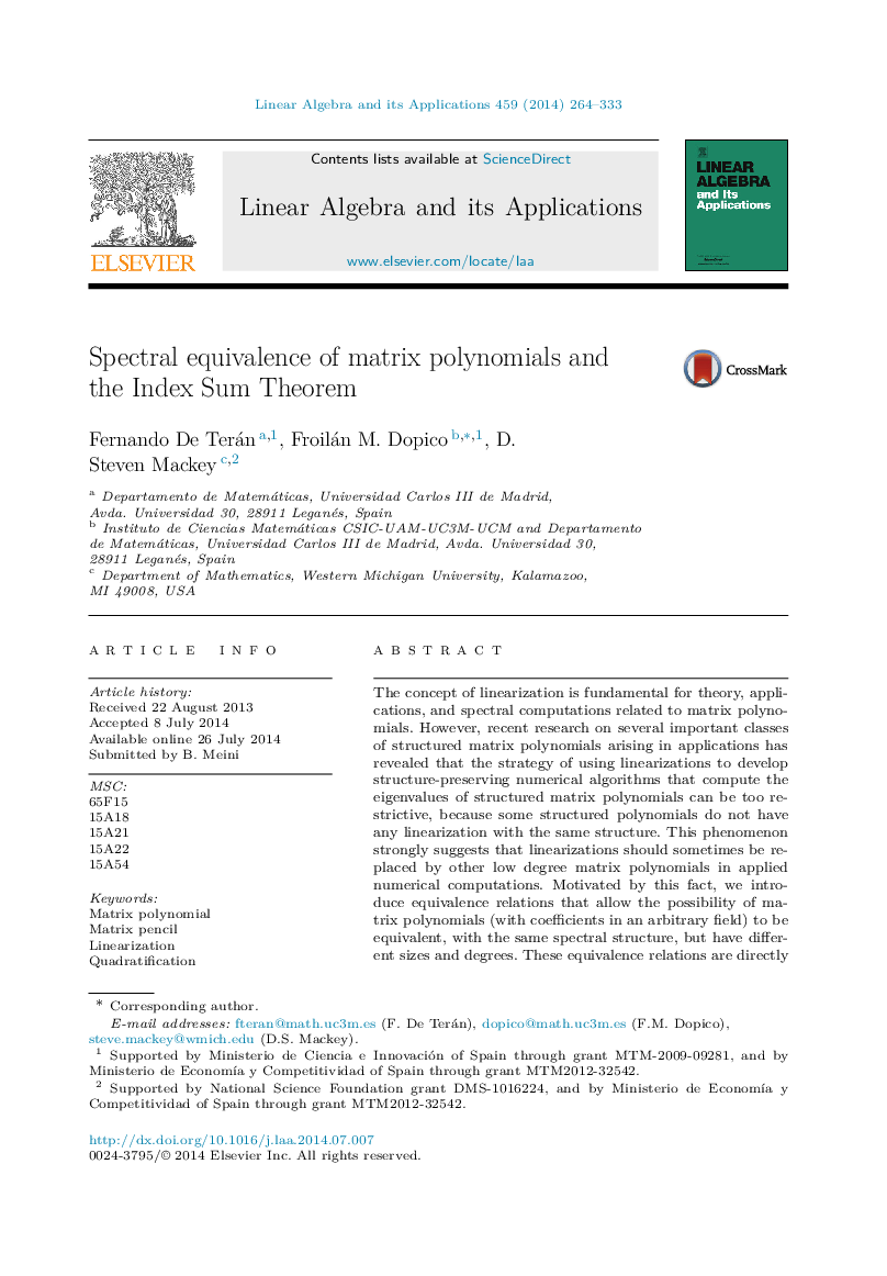 Spectral equivalence of matrix polynomials and the Index Sum Theorem