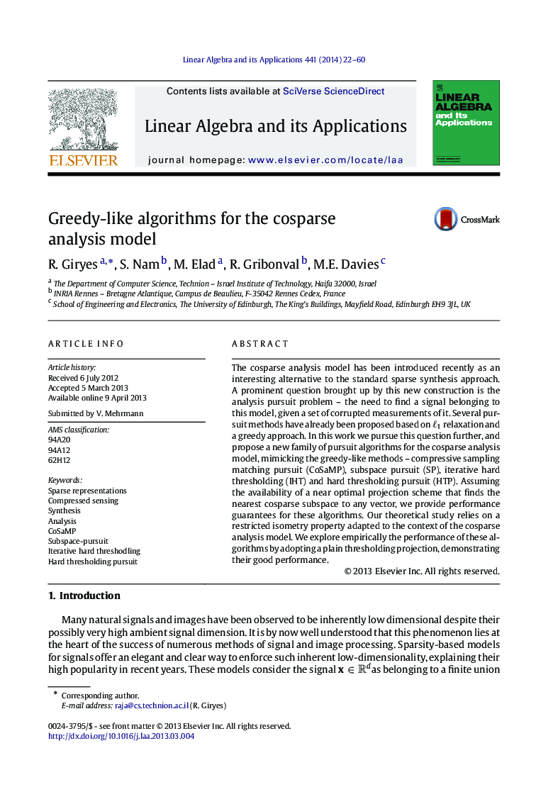 Greedy-like algorithms for the cosparse analysis model