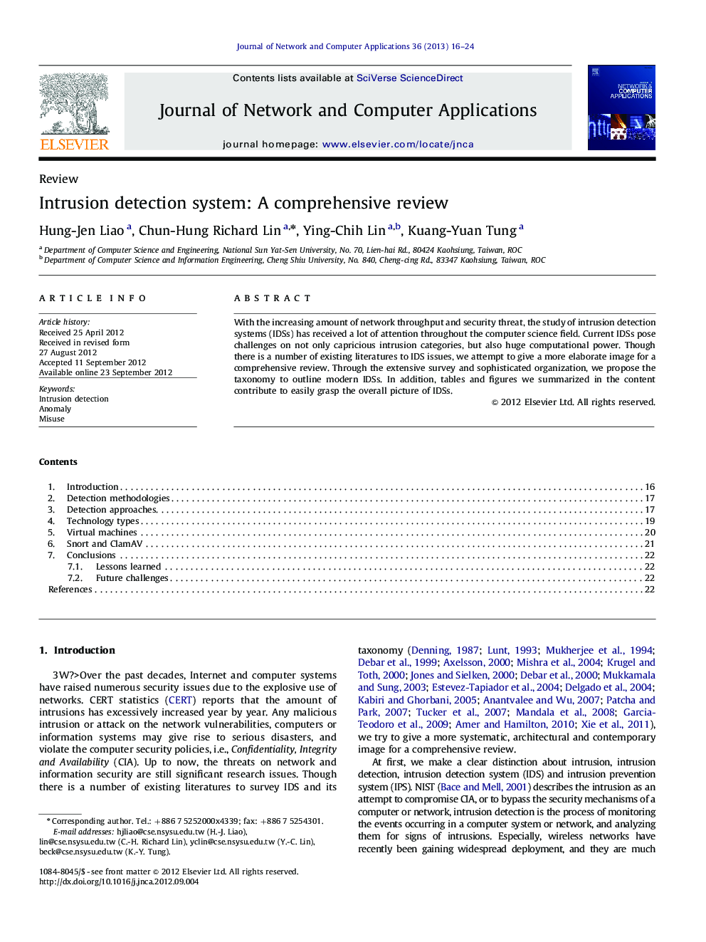 Intrusion detection system: A comprehensive review