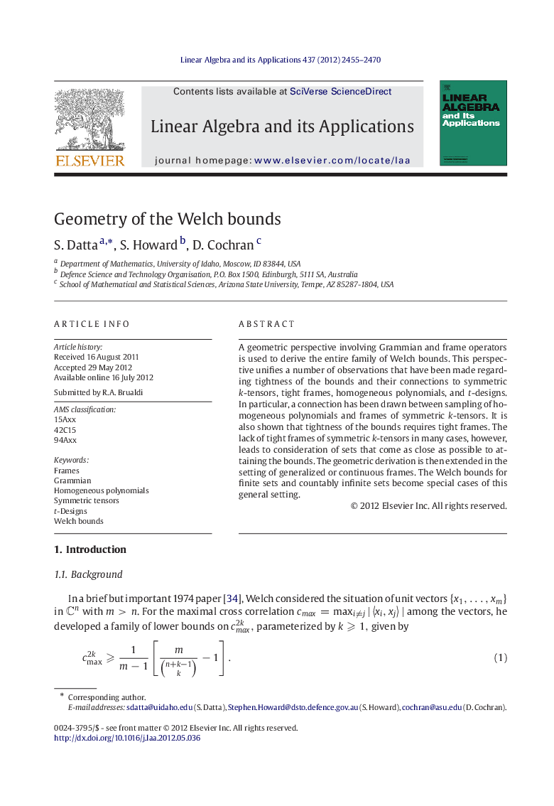 Geometry of the Welch bounds