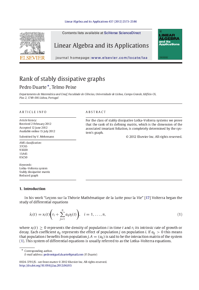 Rank of stably dissipative graphs