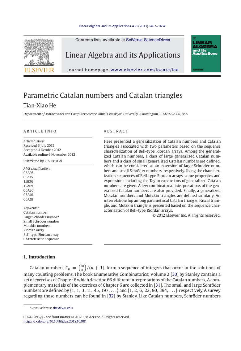 Parametric Catalan numbers and Catalan triangles