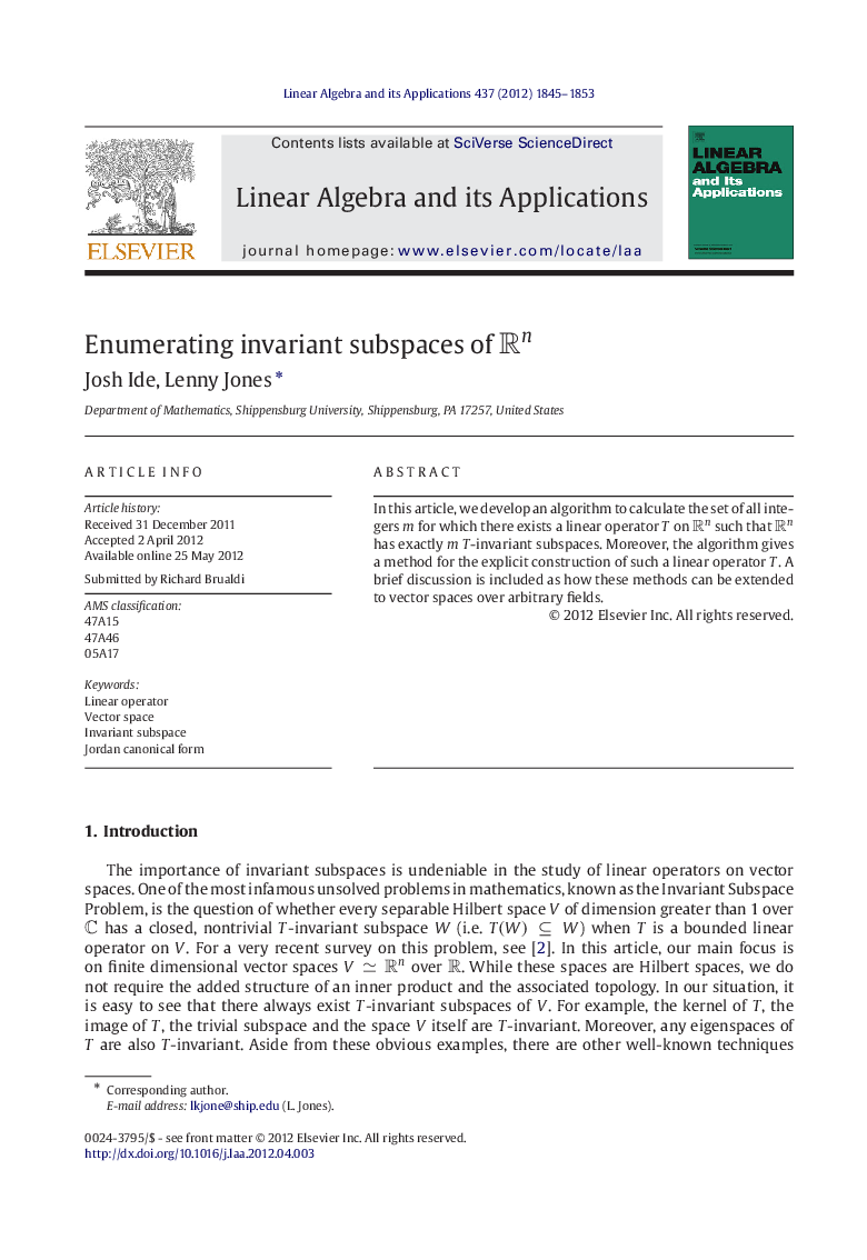 Enumerating invariant subspaces of Rn