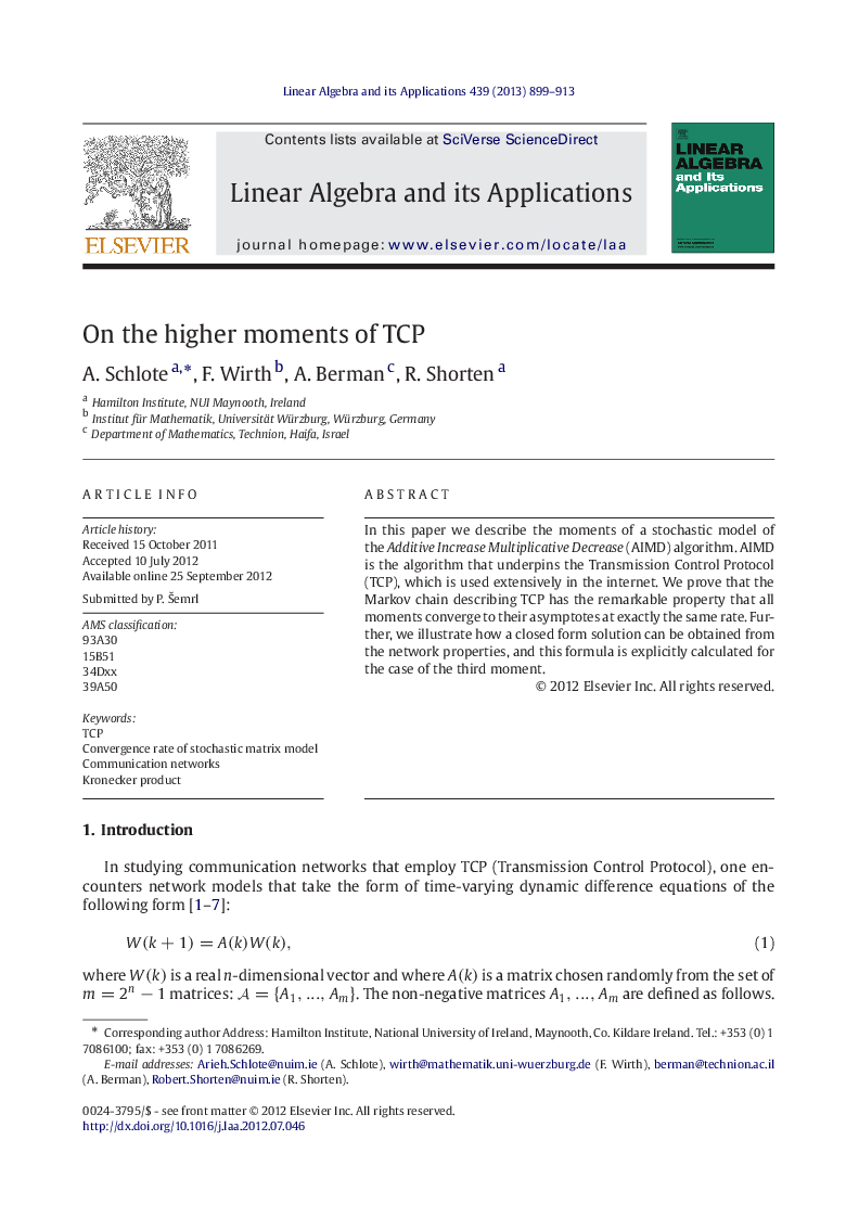 On the higher moments of TCP
