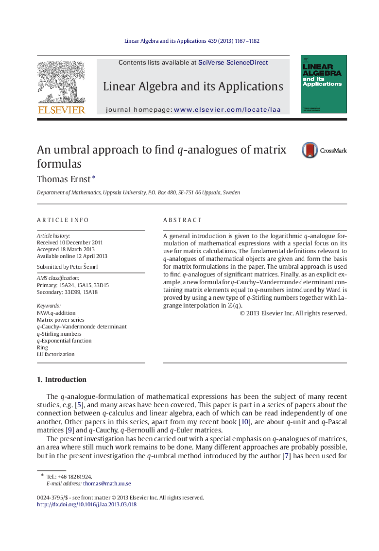 An umbral approach to find q-analogues of matrix formulas