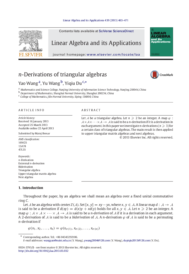 n-Derivations of triangular algebras