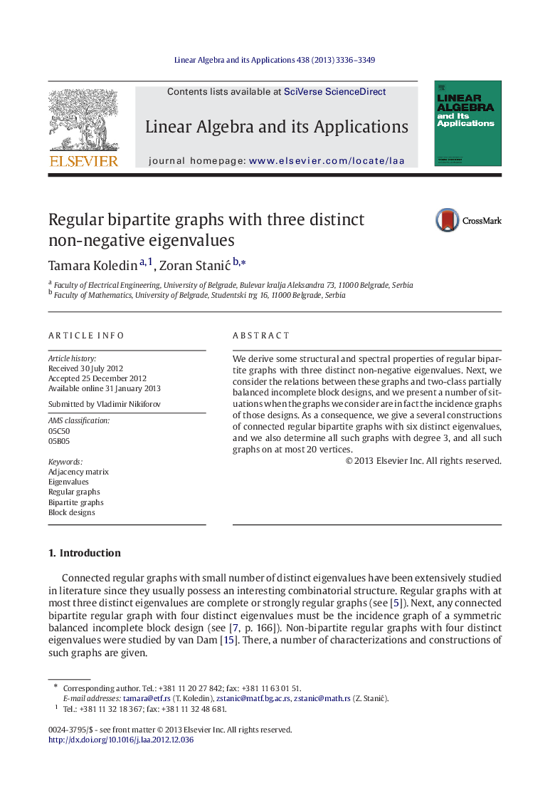 Regular bipartite graphs with three distinct non-negative eigenvalues