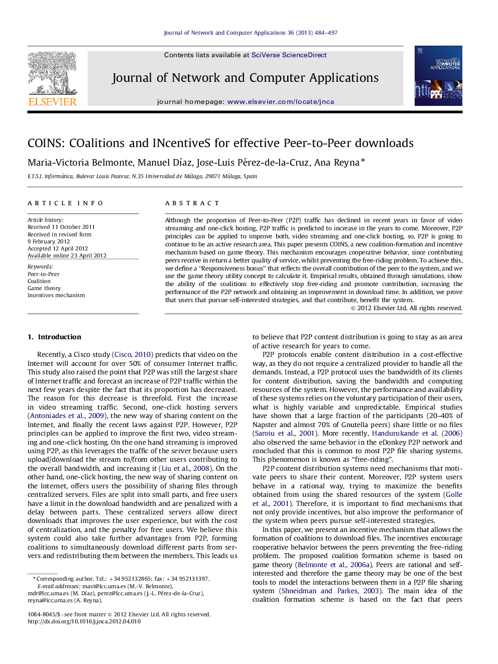 COINS: COalitions and INcentiveS for effective Peer-to-Peer downloads