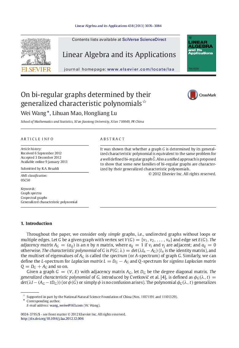 On bi-regular graphs determined by their generalized characteristic polynomials 
