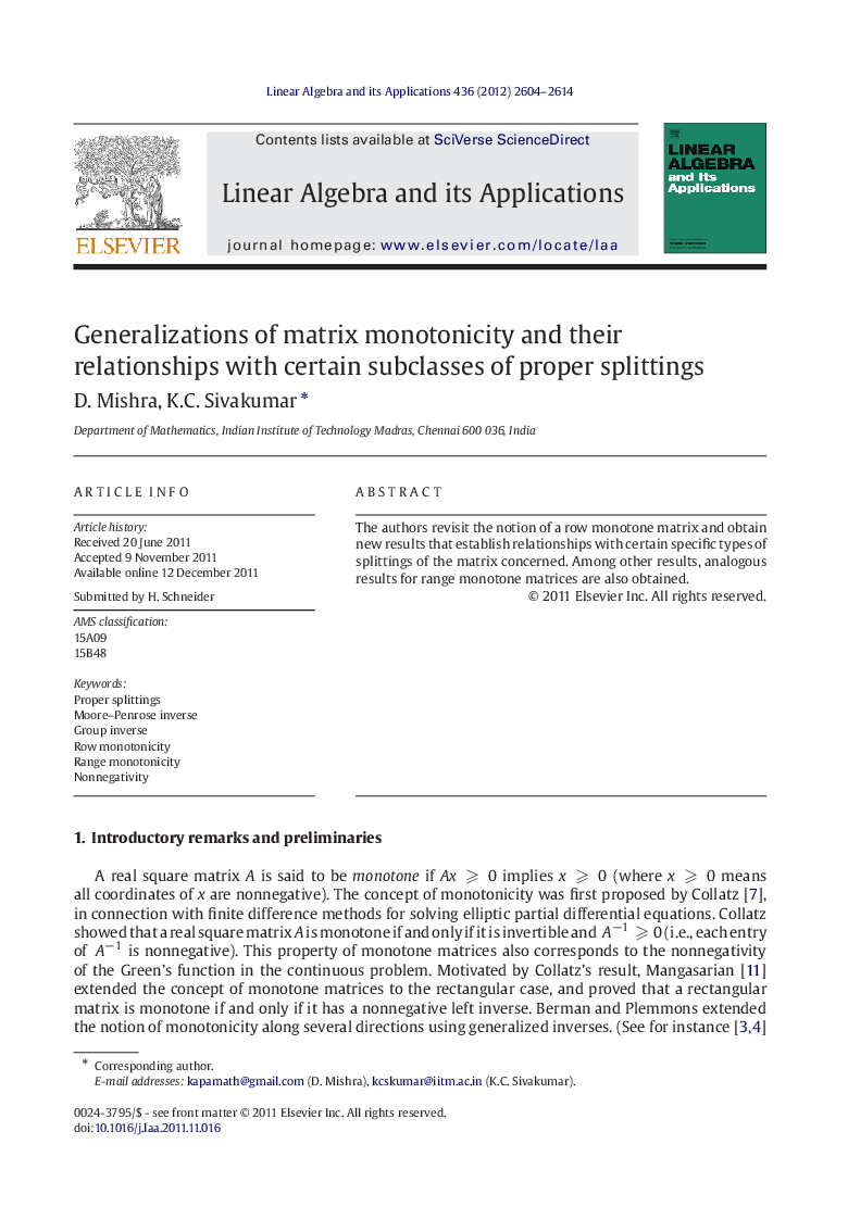 Generalizations of matrix monotonicity and their relationships with certain subclasses of proper splittings