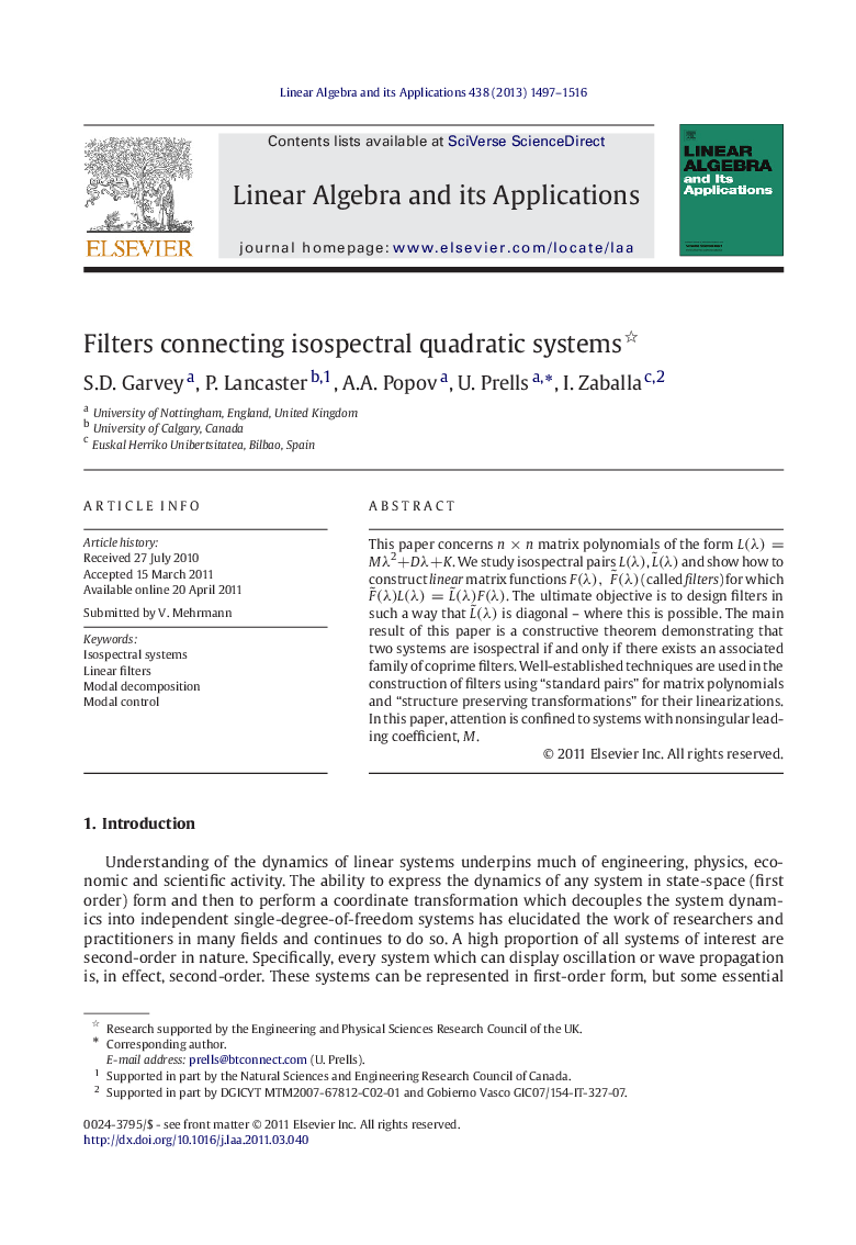 Filters connecting isospectral quadratic systems 