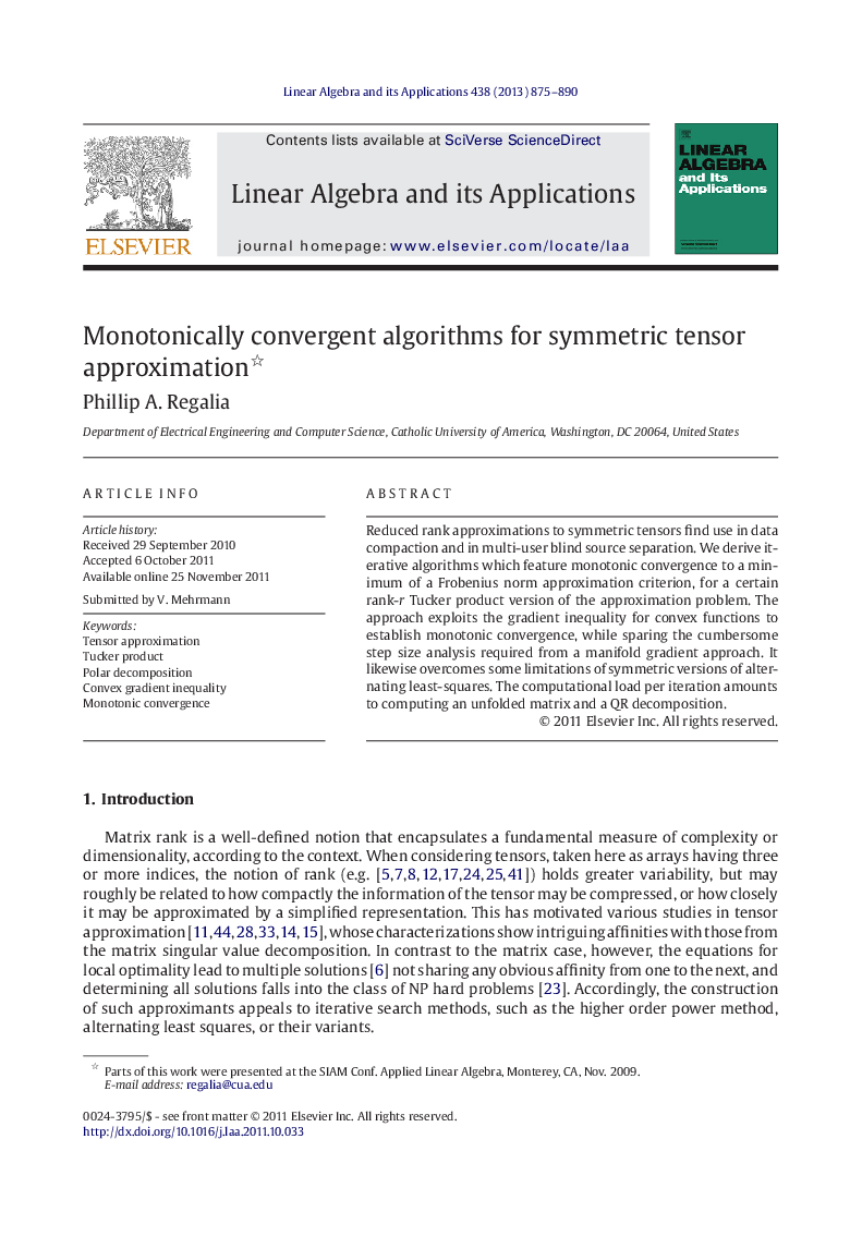 Monotonically convergent algorithms for symmetric tensor approximation 