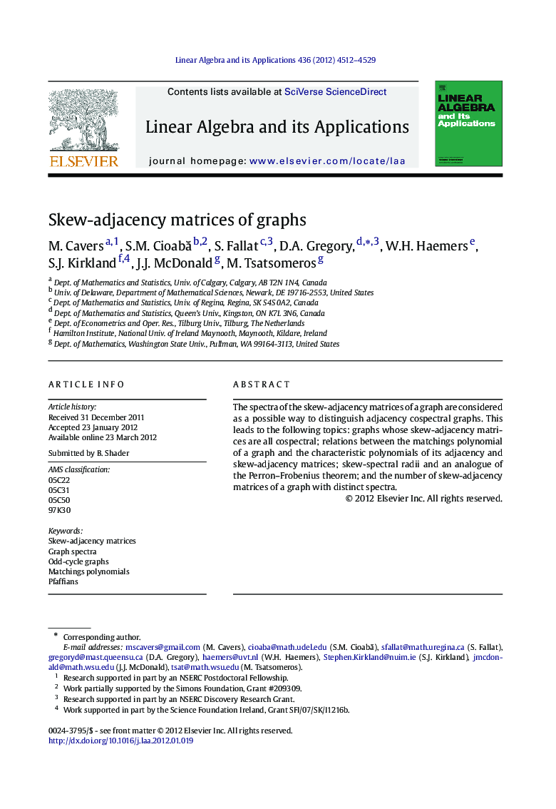 Skew-adjacency matrices of graphs
