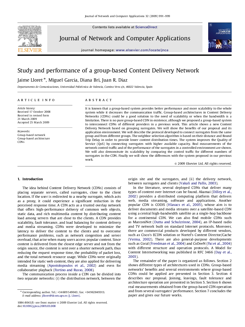 Study and performance of a group-based Content Delivery Network