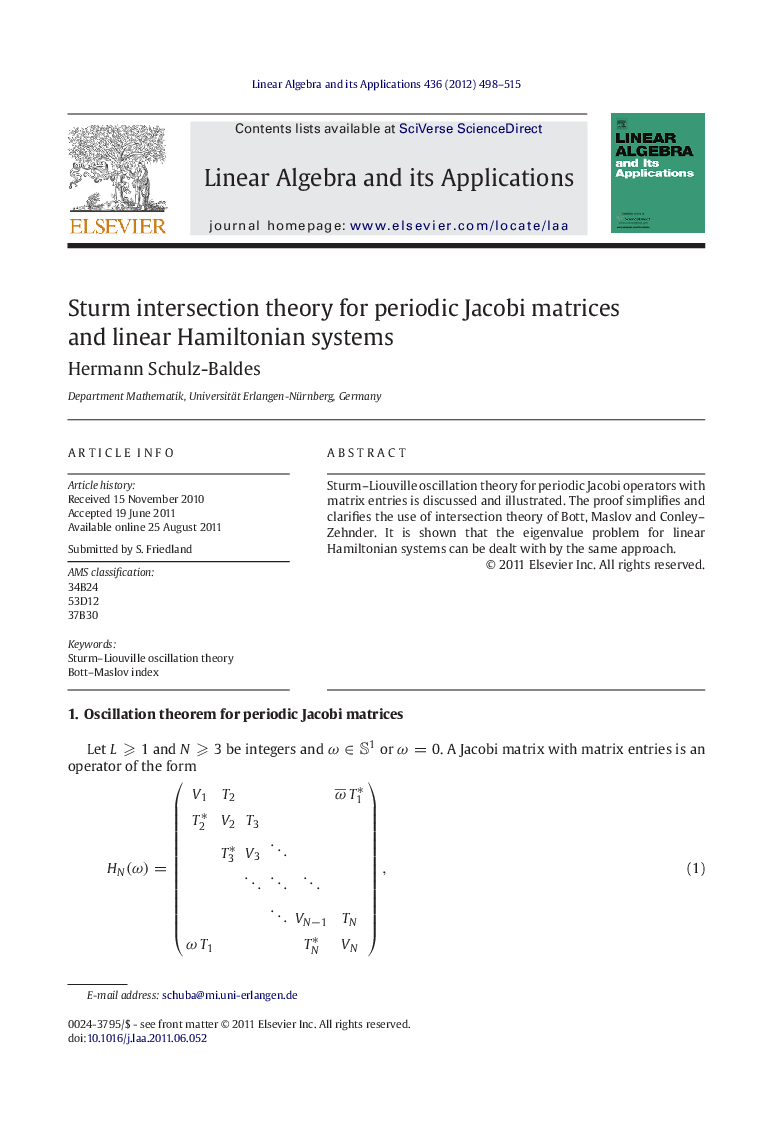 Sturm intersection theory for periodic Jacobi matrices and linear Hamiltonian systems