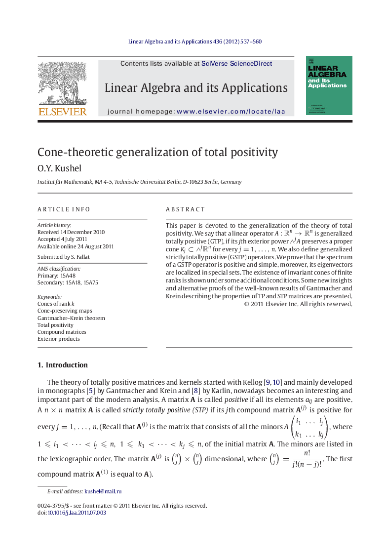 Cone-theoretic generalization of total positivity