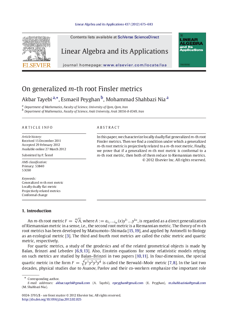 On generalized m-th root finsler metrics