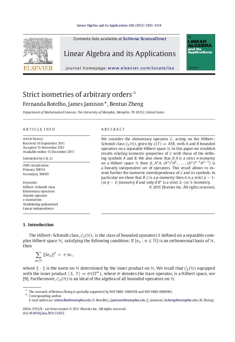 Strict isometries of arbitrary orders 