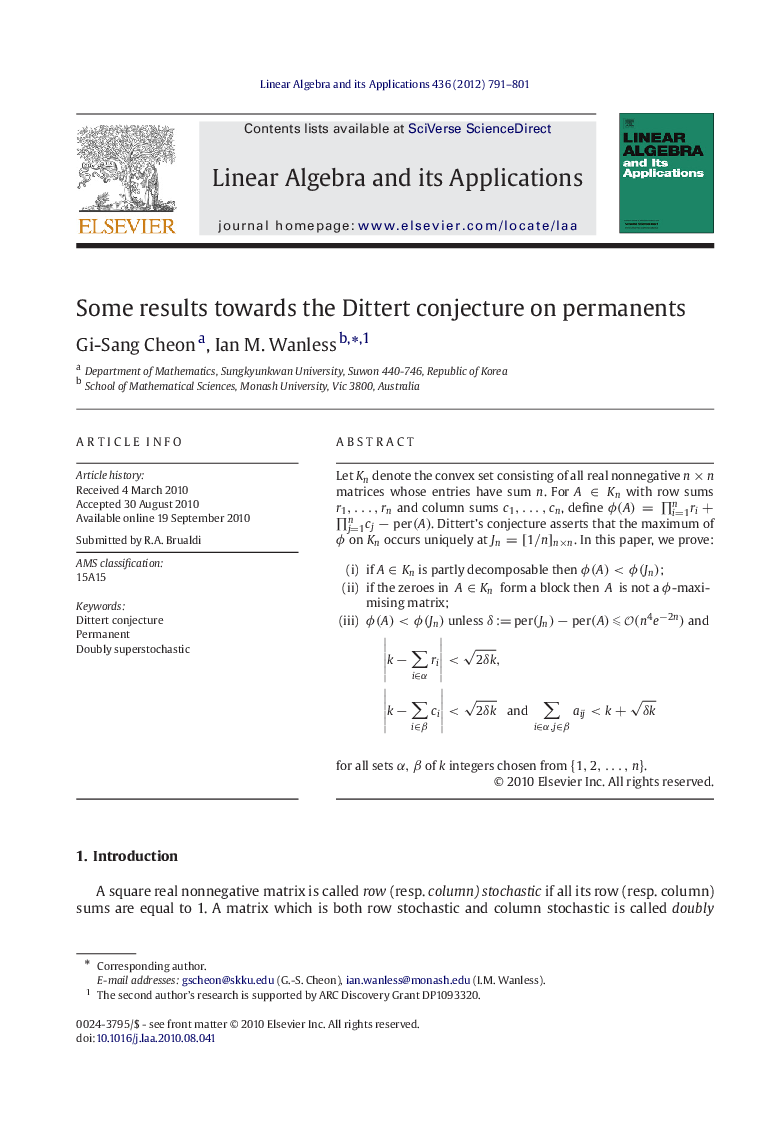 Some results towards the Dittert conjecture on permanents