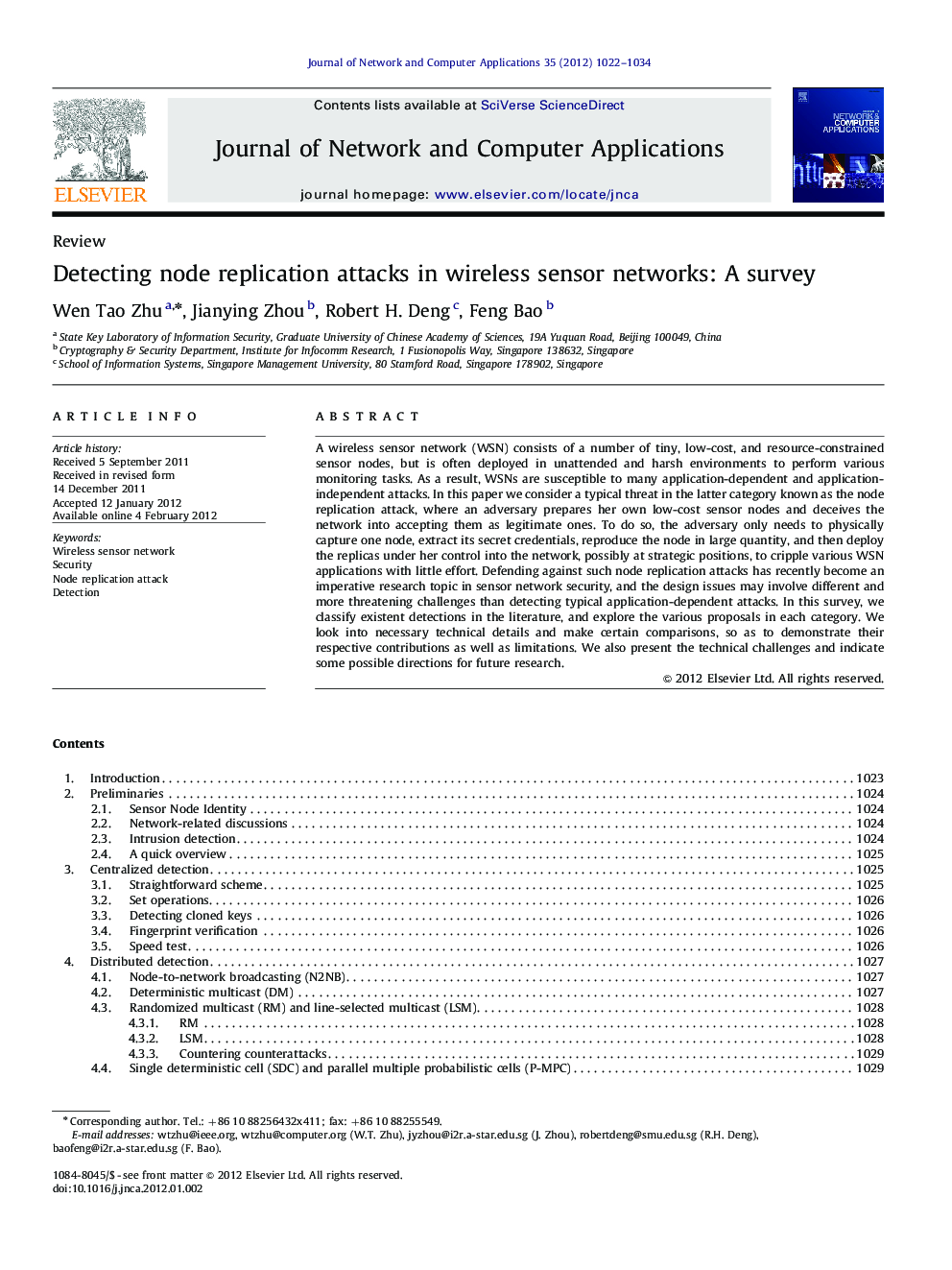 Detecting node replication attacks in wireless sensor networks: A survey