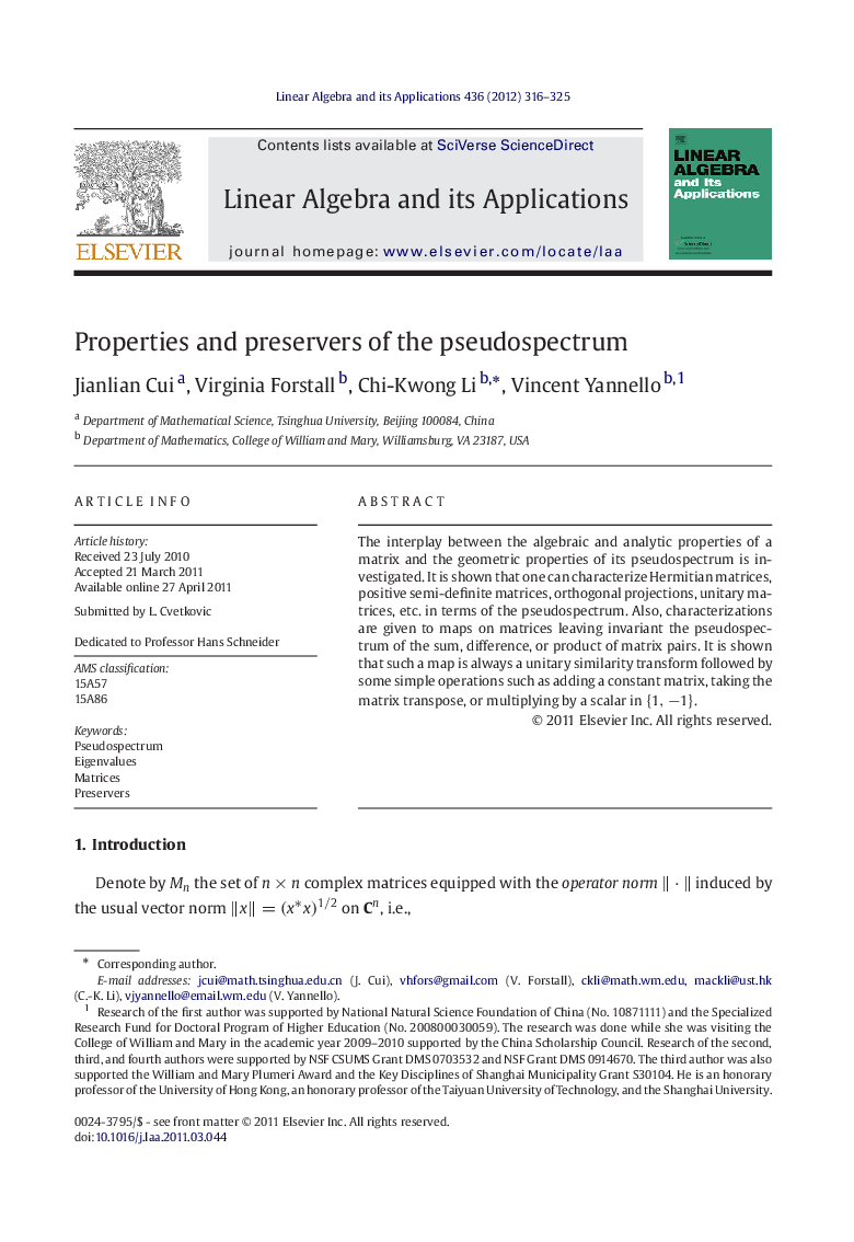 Properties and preservers of the pseudospectrum