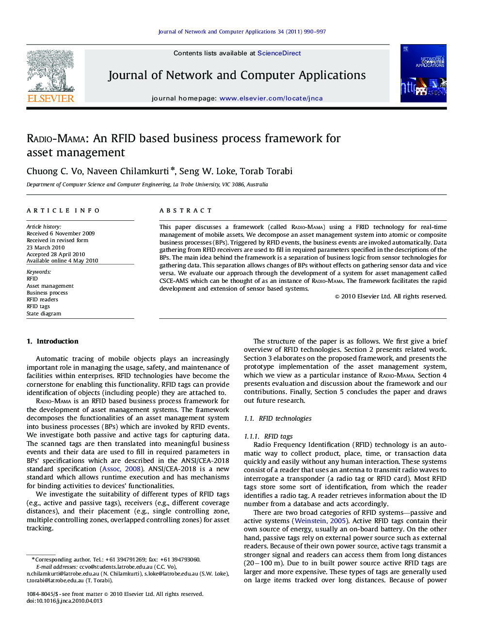 Radio-Mama: An RFID based business process framework for asset management