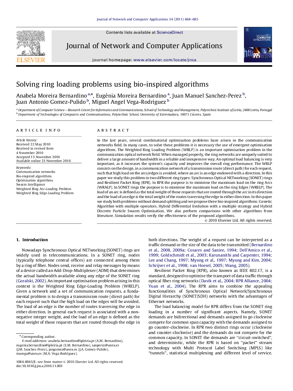 Solving ring loading problems using bio-inspired algorithms