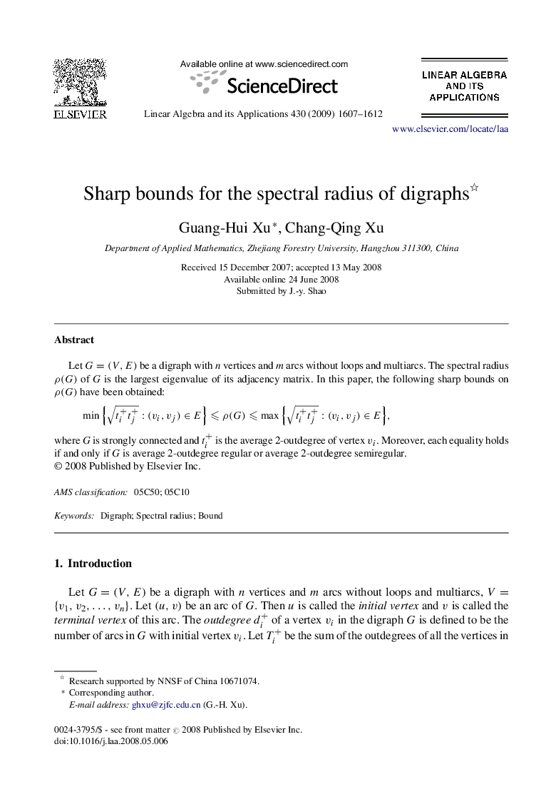 Sharp bounds for the spectral radius of digraphs 