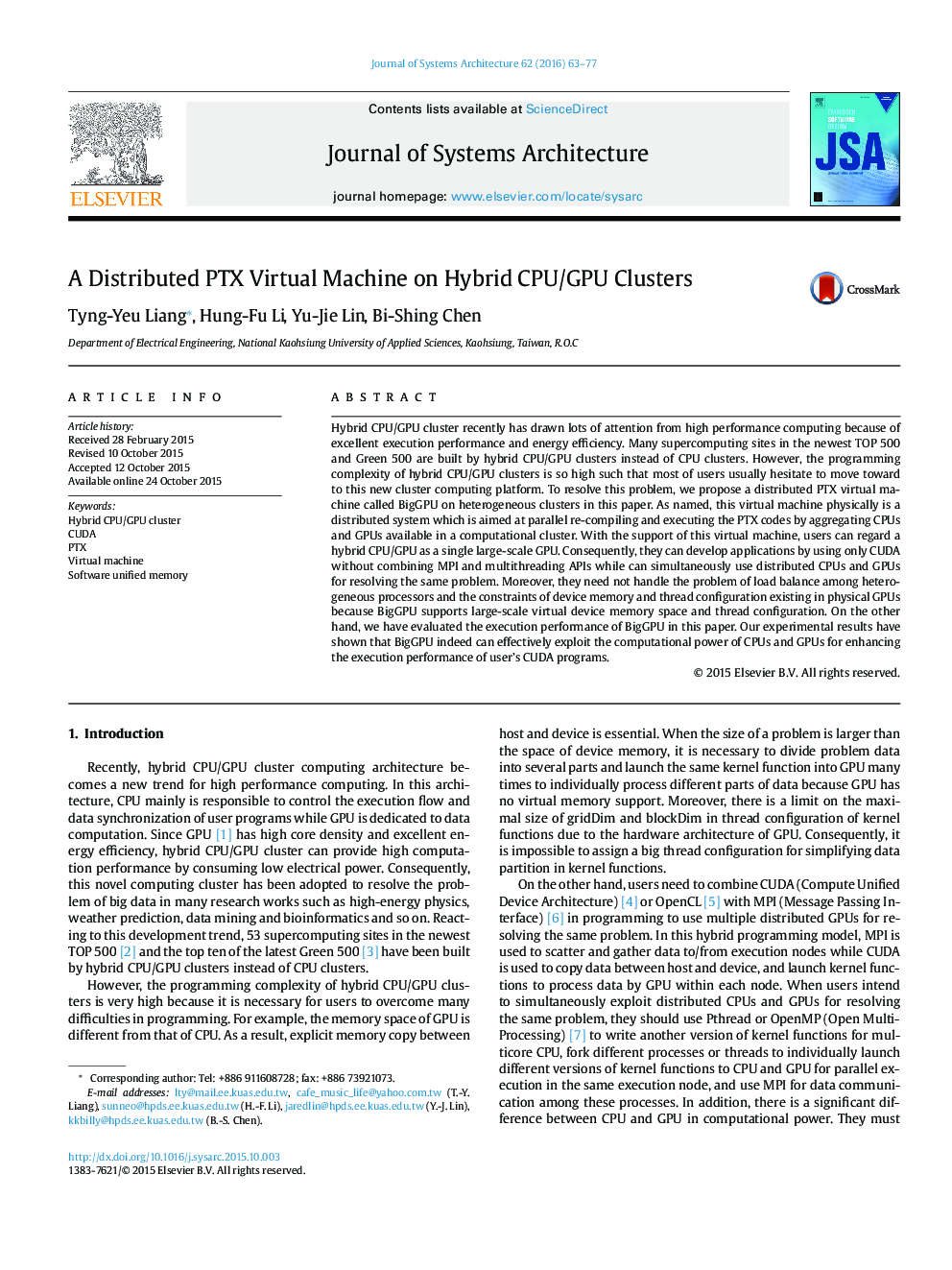 عکس صفحه اول مقاله: A Distributed PTX Virtual Machine on Hybrid CPU/GPU Clusters A Distributed PTX Virtual Machine on Hybrid CPU/GPU Clusters