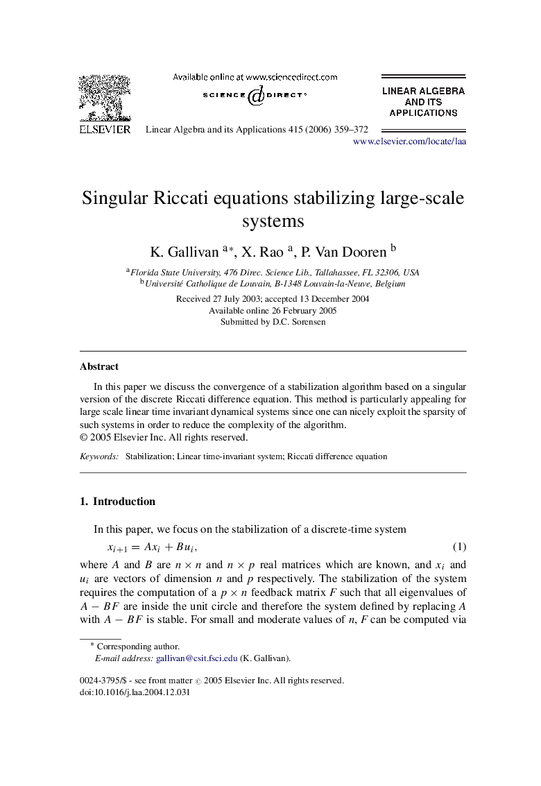 Singular Riccati equations stabilizing large-scale systems