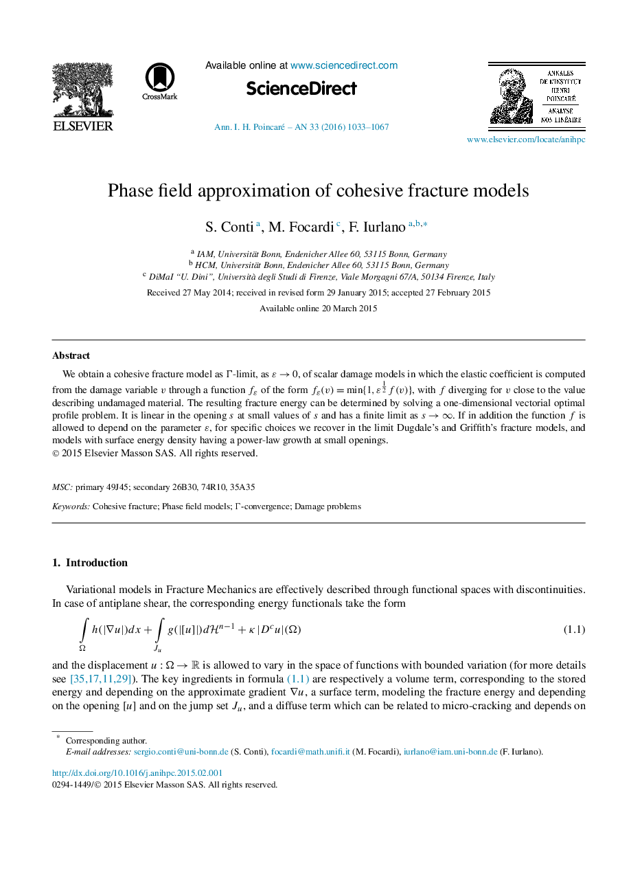 Phase field approximation of cohesive fracture models