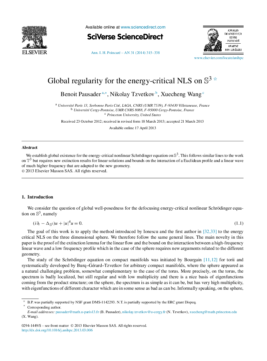 Global regularity for the energy-critical NLS on S3 