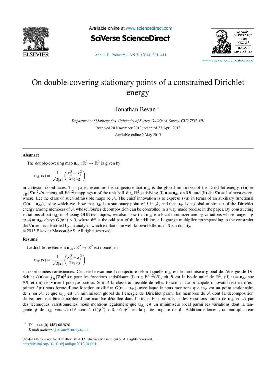 On double-covering stationary points of a constrained Dirichlet energy