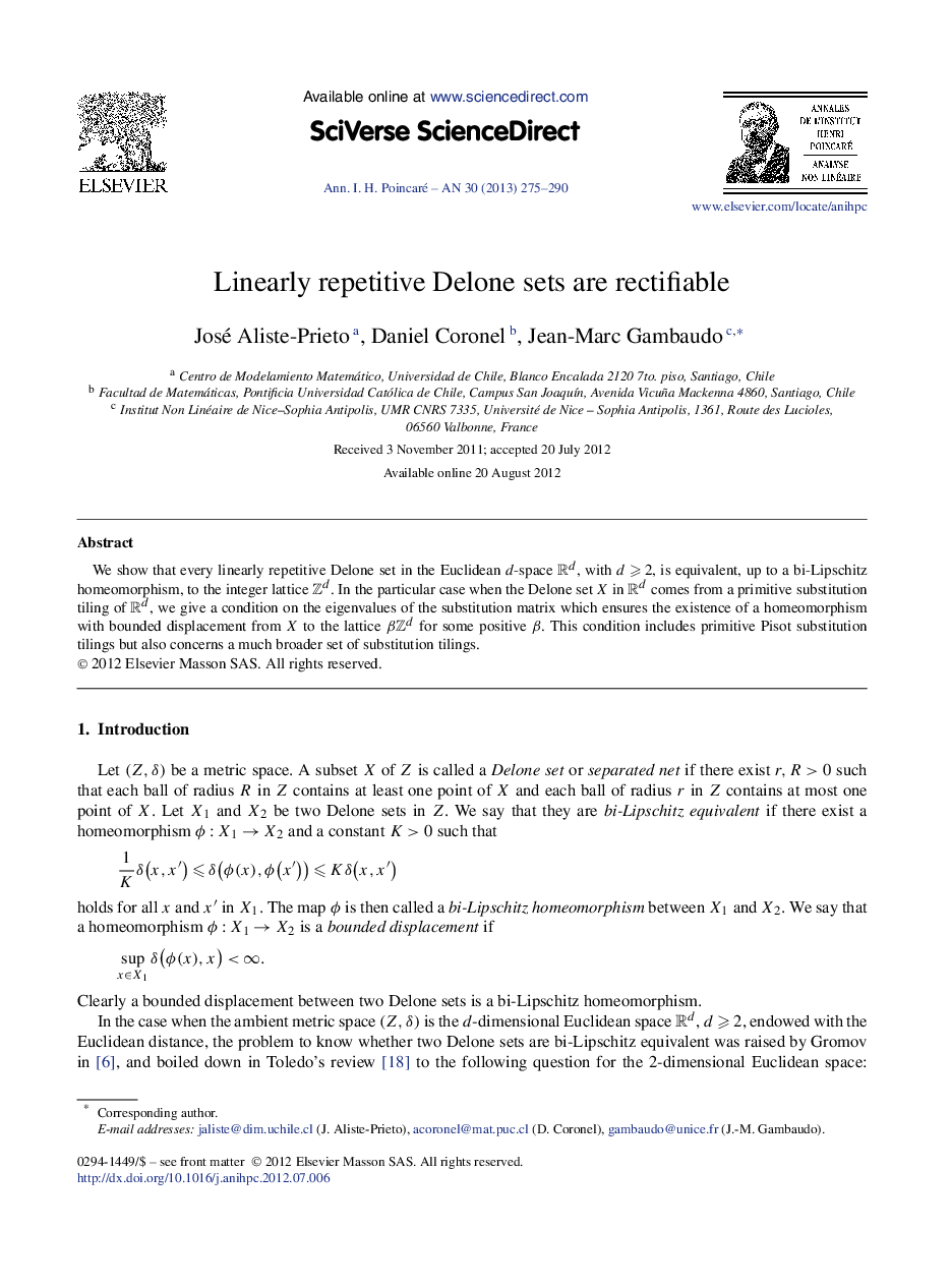 Linearly repetitive Delone sets are rectifiable