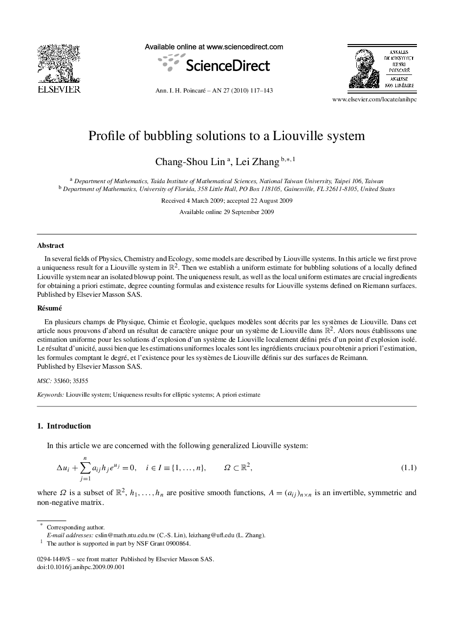 Profile of bubbling solutions to a Liouville system