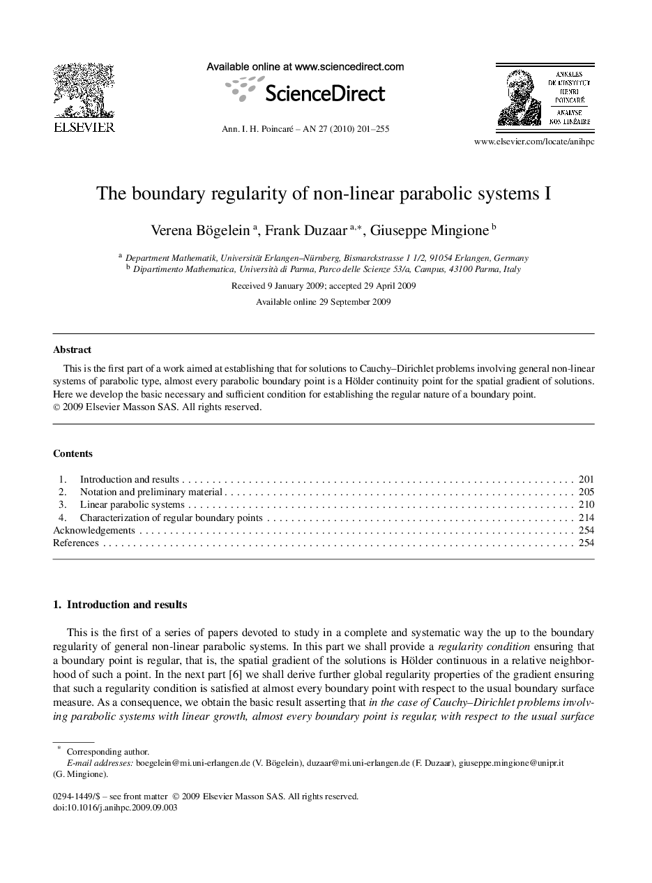 The boundary regularity of non-linear parabolic systems I