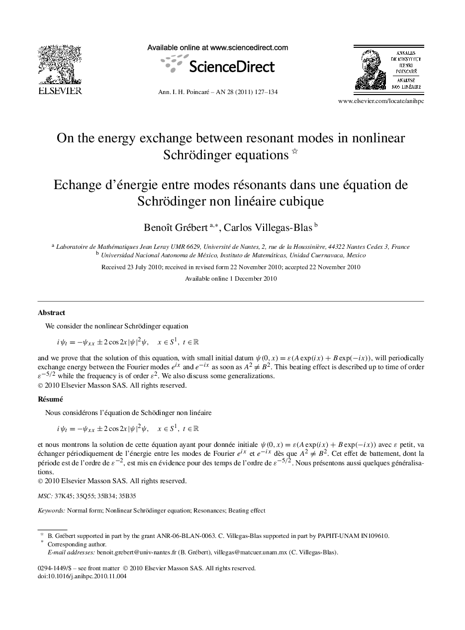 On the energy exchange between resonant modes in nonlinear Schrödinger equations 