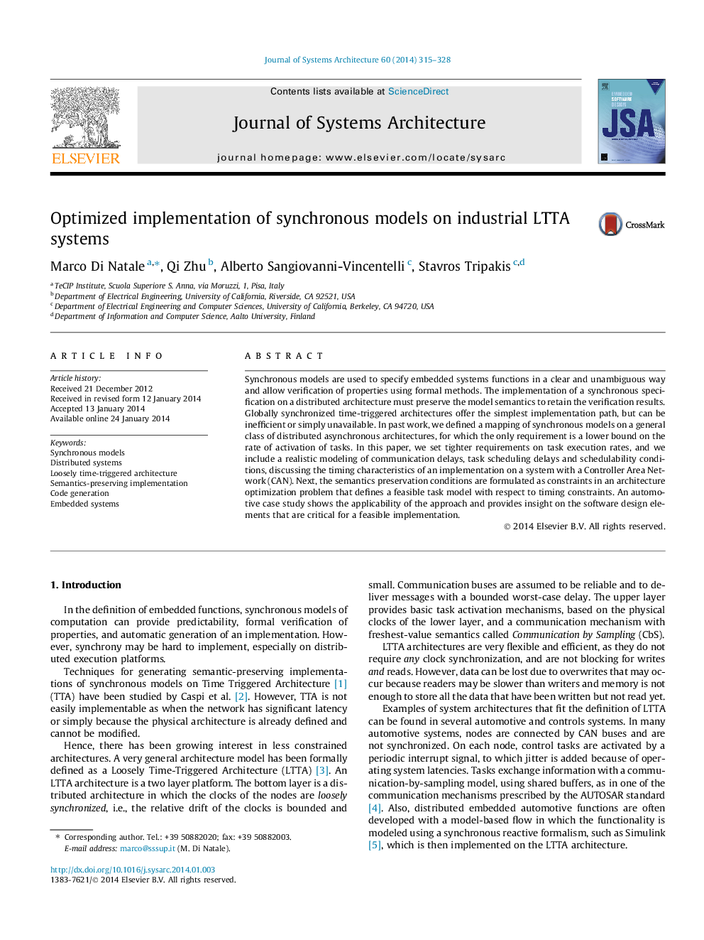 Optimized implementation of synchronous models on industrial LTTA systems